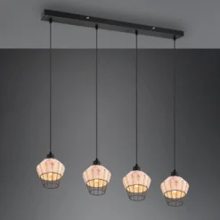 Lámpara colgante Borka, 4 luces, natural