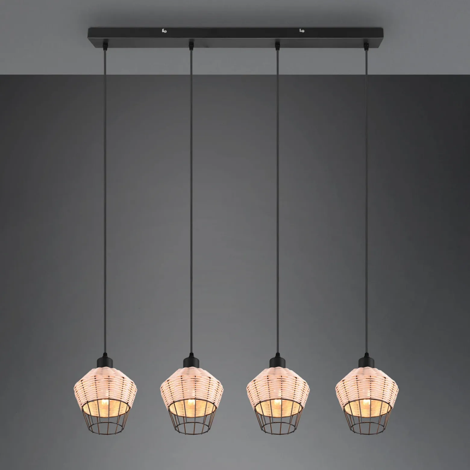 Lámpara colgante Borka, 4 luces, natural