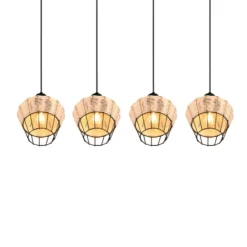 Lámpara colgante Borka, 4 luces, natural