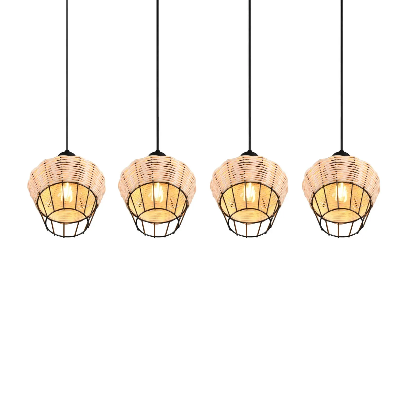 Lámpara colgante Borka, 4 luces, natural
