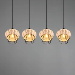 Lámpara colgante Borka, 4 luces, natural