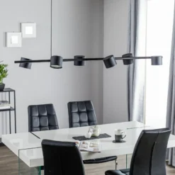 Lámpara colgante Bot, negro, 6 luces