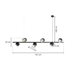 Lámpara colgante Bot, negro, 6 luces