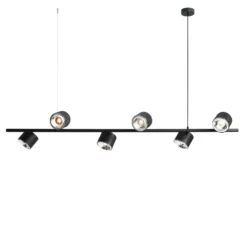 Lámpara colgante Bot, negro, 6 luces