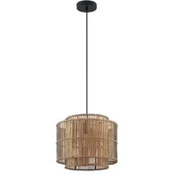 Lámpara colgante Bridga de Lindby, Ø 35 cm, negra, de bambú