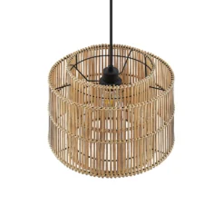 Lámpara colgante Bridga de Lindby, Ø 35 cm, negra, de bambú
