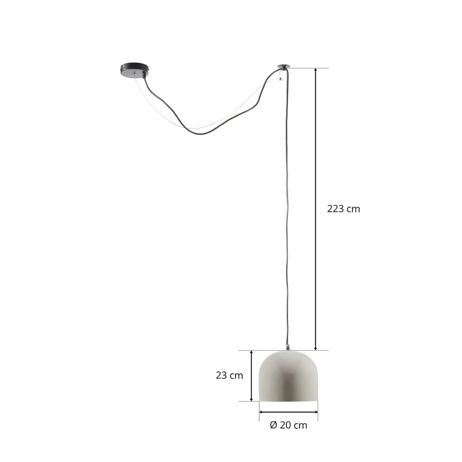 Lámpara colgante Broni de hormigón, Ø 20 cm