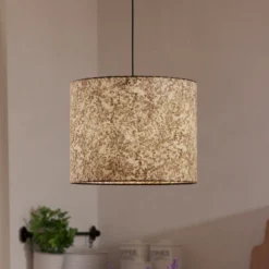 Lámpara colgante Butterburn, Ø 36 cm, beige/verde, tela