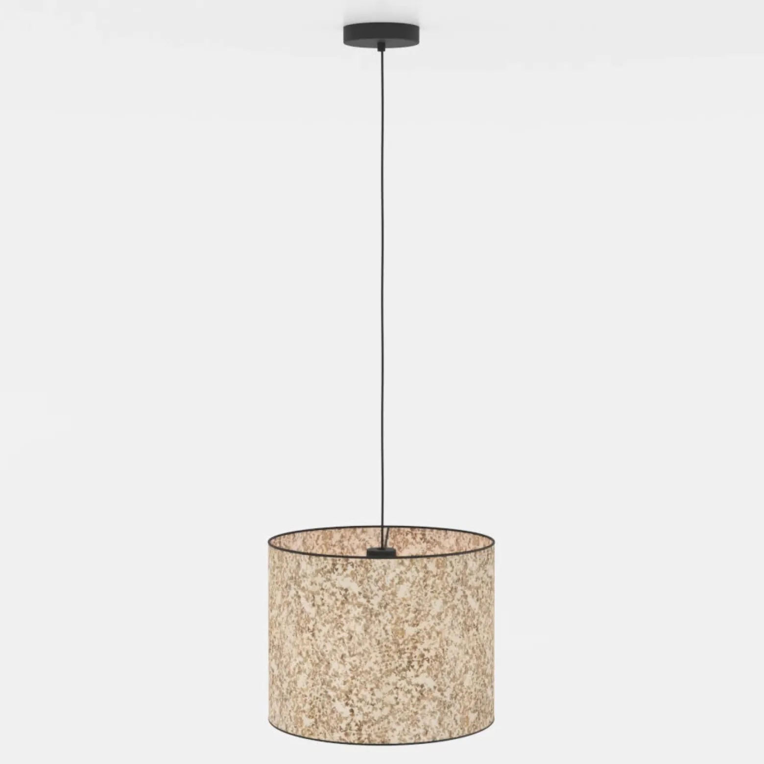 Lámpara colgante Butterburn, Ø 36 cm, beige/verde, tela
