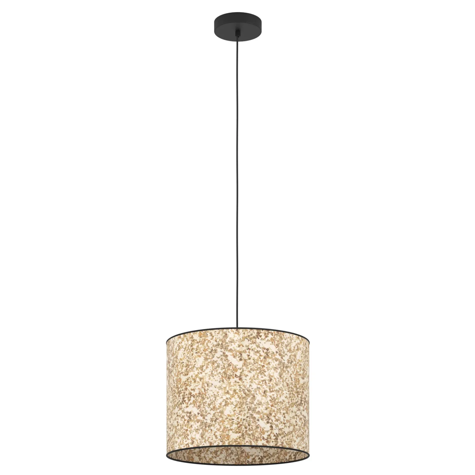Lámpara colgante Butterburn, Ø 36 cm, beige/verde, tela
