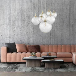 Lámpara colgante Cadix de cristal, 7 luces