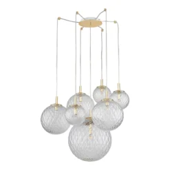 Lámpara colgante Cadix de cristal, 7 luces