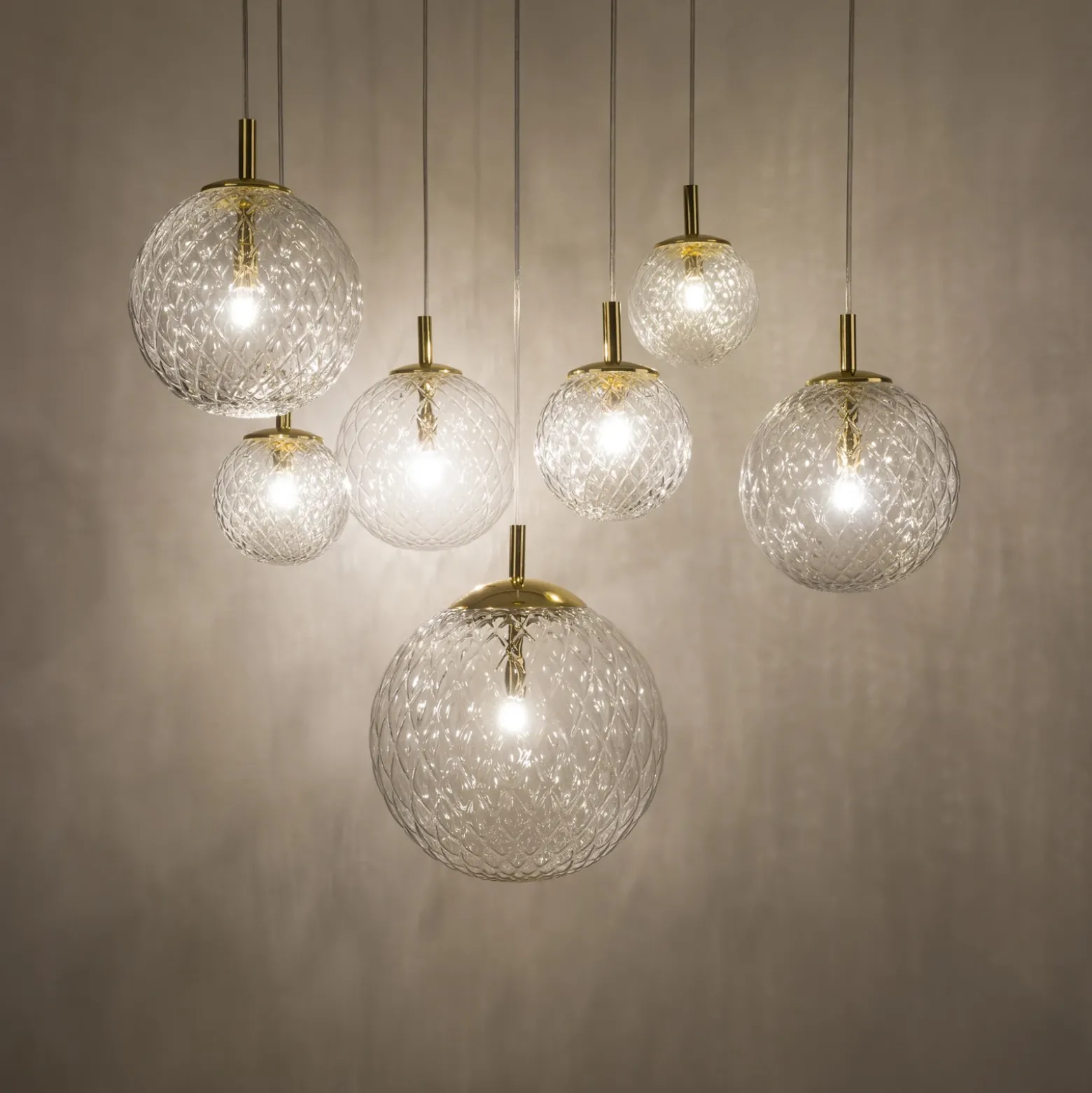 Lámpara colgante Cadix de cristal, 7 luces