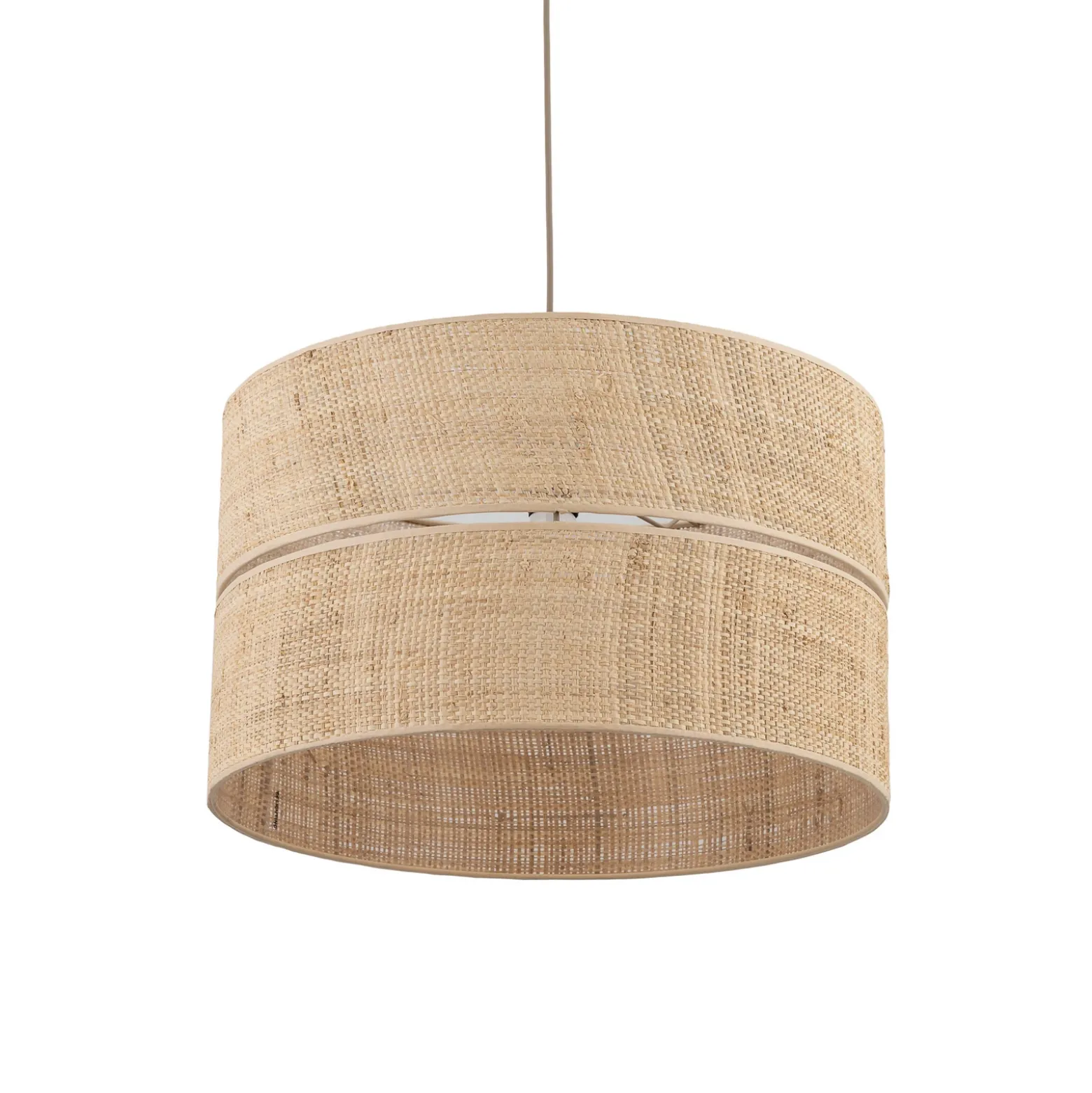 Lámpara colgante Calma, 1 luz, beige, rafia, Ø 50 cm, E27