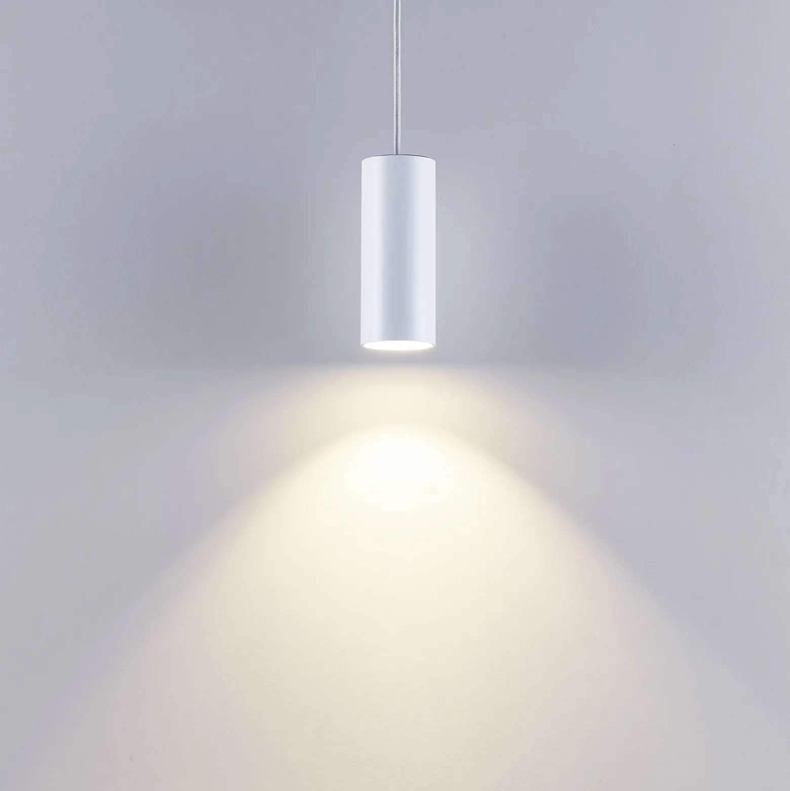 Lámpara colgante CAN, blanca, altura 15 cm, Ø 6 cm, metal, GU10