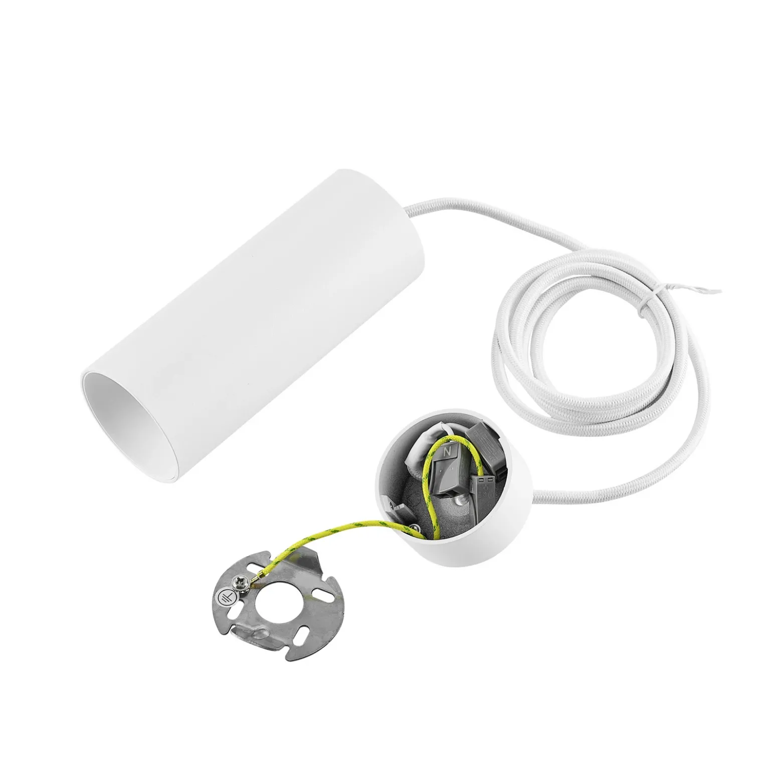 Lámpara colgante CAN, blanca, altura 15 cm, Ø 6 cm, metal, GU10