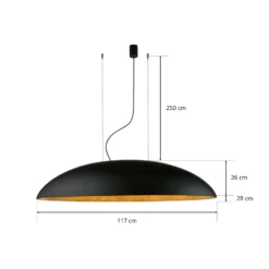 Lámpara colgante Canoe V, negro/dorado