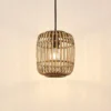 Lámpara colgante Canyana de Lindby, natural, ratán, Ø 22 cm