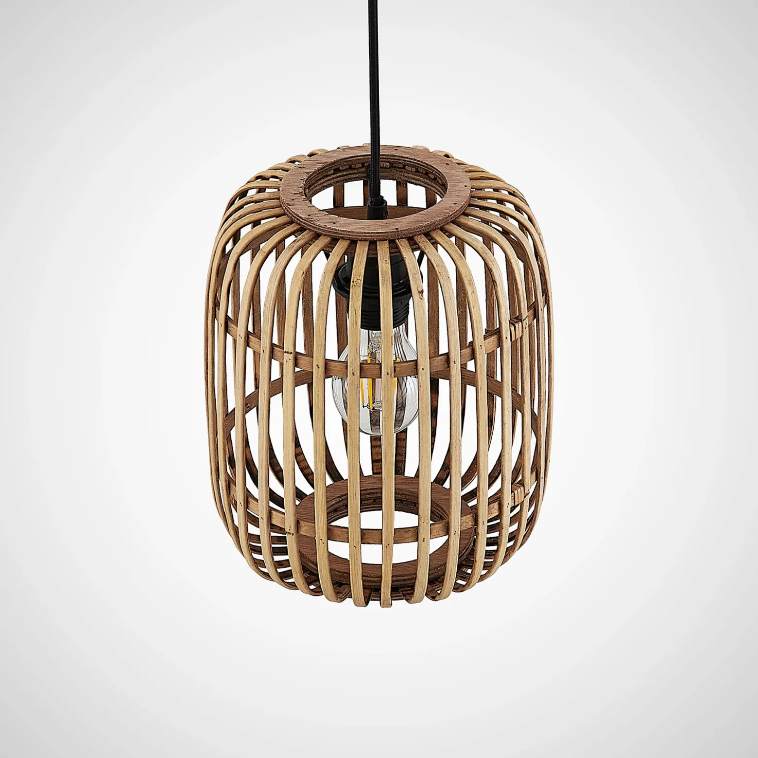 Lámpara colgante Canyana de Lindby, natural, ratán, Ø 22 cm