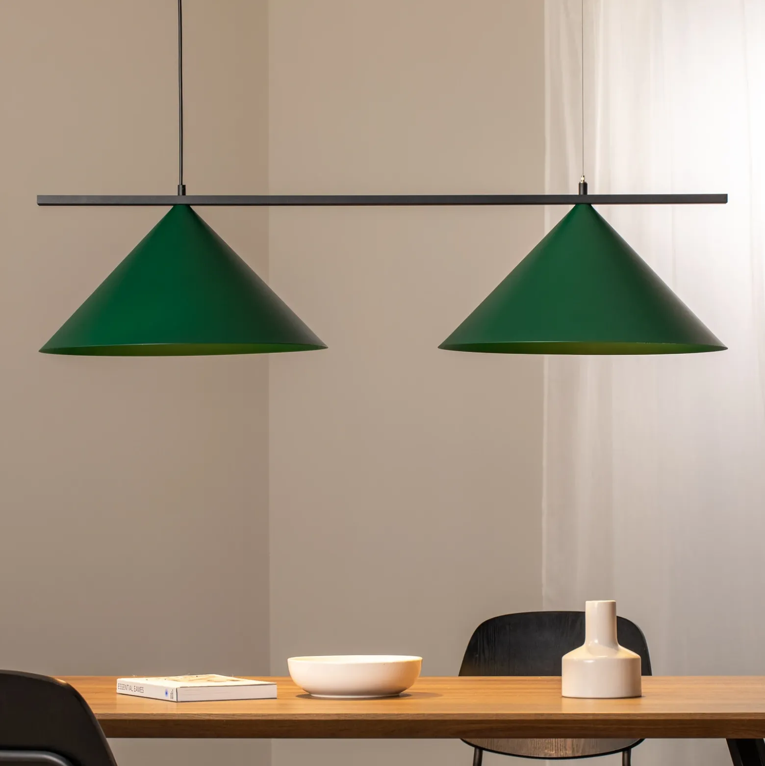 Lámpara colgante Capital, verde, 2 luces, Ø 46 cm, GX53