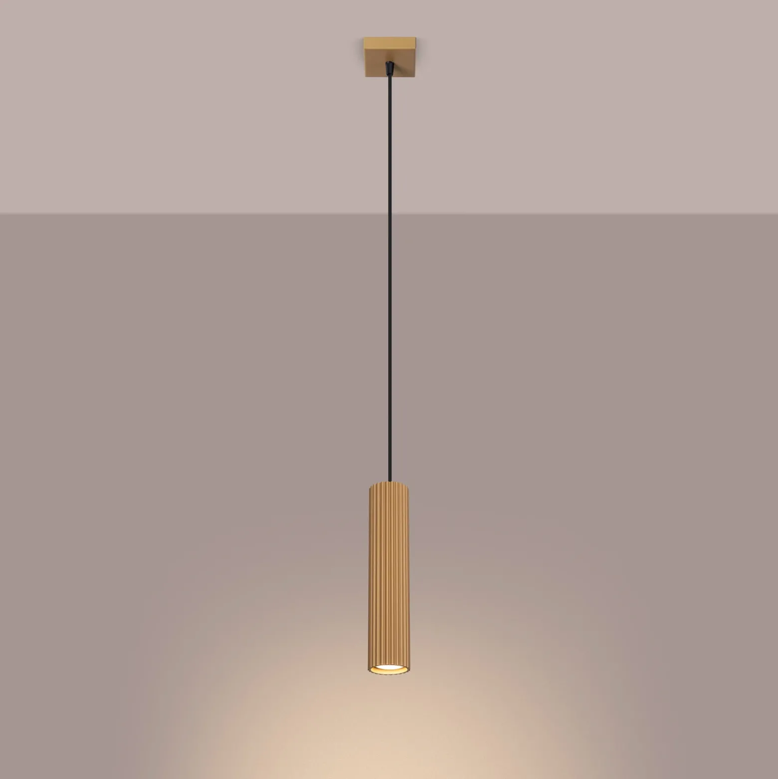 Lámpara colgante Carbon, color dorado, Ø 6 cm, aluminio
