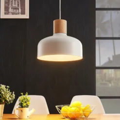 Lámpara colgante Carlise con elemento de madera