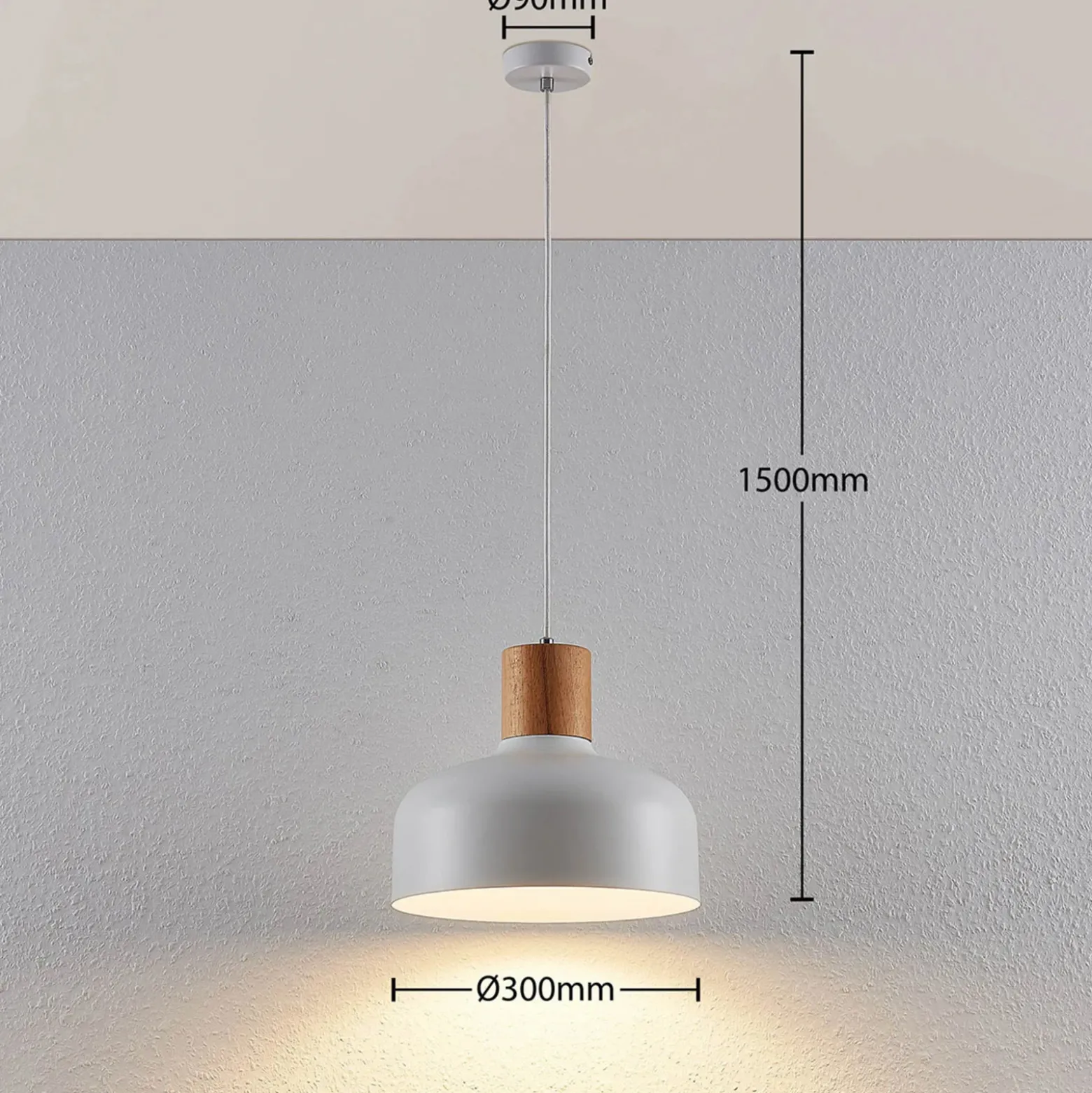 Lámpara colgante Carlise con elemento de madera