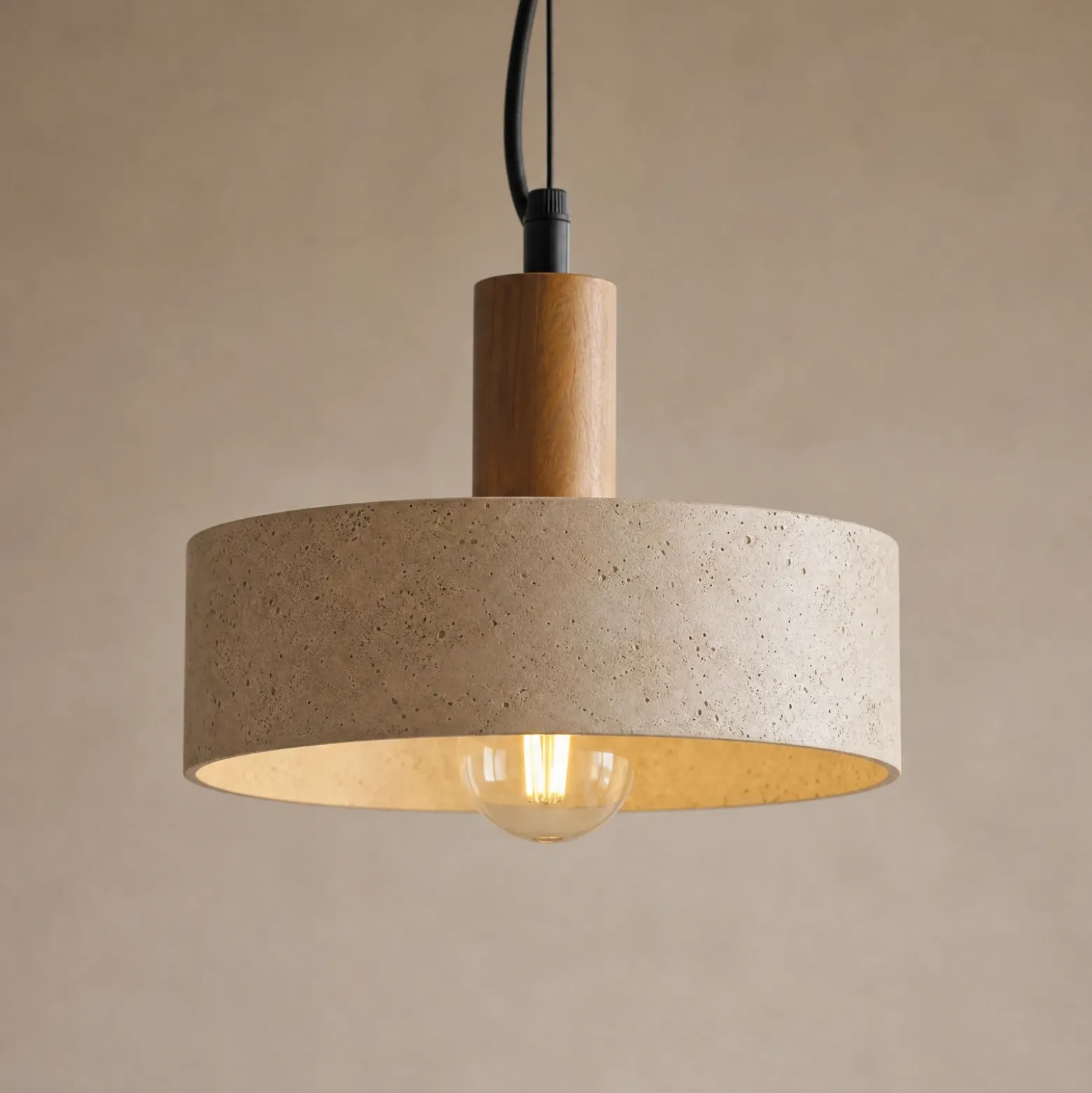 Lámpara colgante Carlotta de Lucande, 1 luz, Ø 27 cm, beige, hormigón