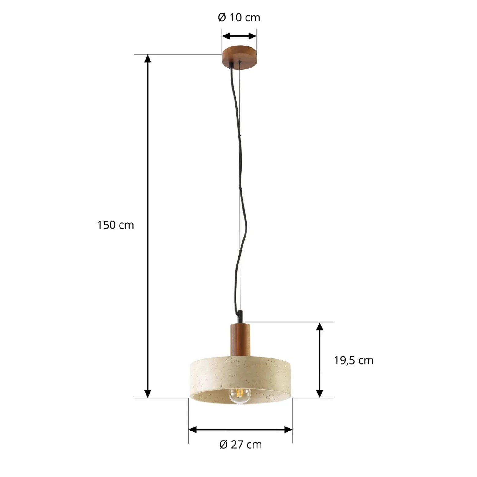 Lámpara colgante Carlotta de Lucande, 1 luz, Ø 27 cm, beige, hormigón