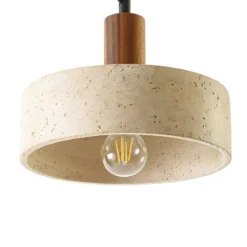 Lámpara colgante Carlotta de Lucande, 1 luz, Ø 27 cm, beige, hormigón