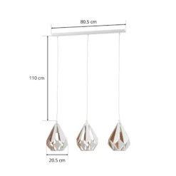 Lámpara colgante Carlton 1, 3 luces, blanco-dorado