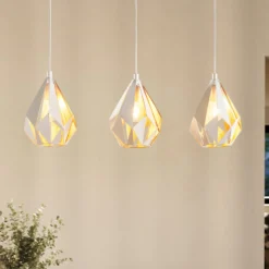 Lámpara colgante Carlton 1, 3 luces, blanco-dorado