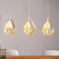 Lámpara colgante Carlton 1, 3 luces, blanco-dorado