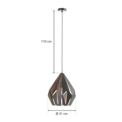 Lámpara colgante Carlton negro-cobre Ø 31 cm