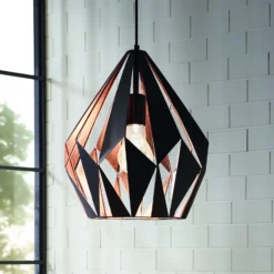 Lámpara colgante Carlton negro-cobre Ø 31 cm