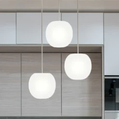 Lámpara colgante Casablanca Acai, blanca, redonda, 3 luces, Ø 16 cm, E27