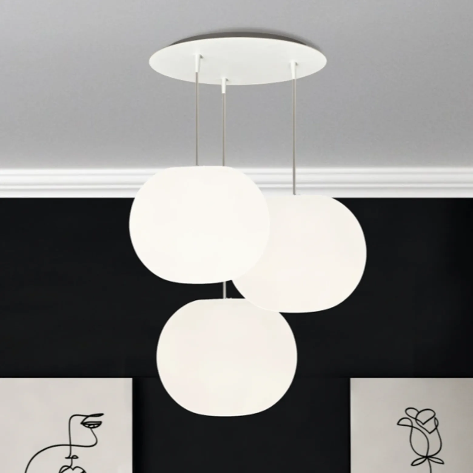 Lámpara colgante Casablanca Acai, blanca, redonda, 3 luces, Ø 26 cm, E27
