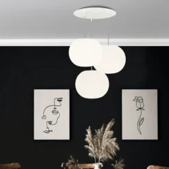 Lámpara colgante Casablanca Acai, blanca, redonda, 3 luces, Ø 26 cm, E27