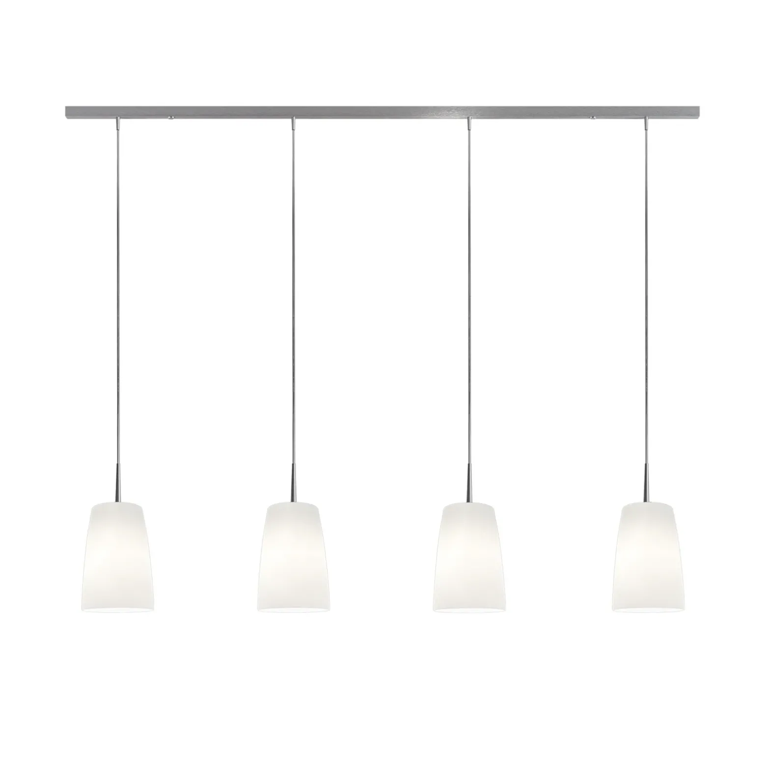 Lámpara colgante Casablanca Mesa, blanca, cristal, 4 luces, 120 cm, E27