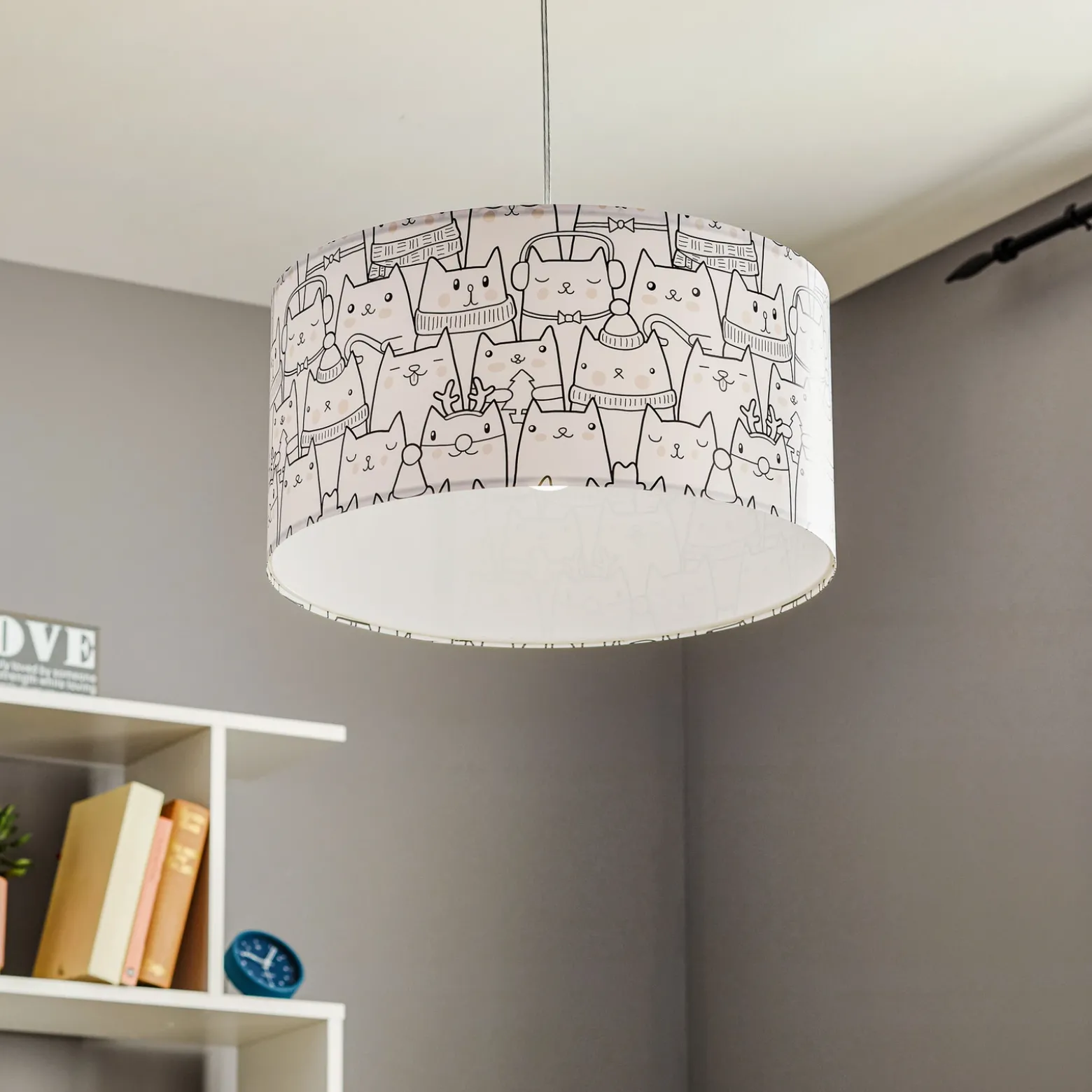 Lámpara colgante Cat estampada con motivos felinos