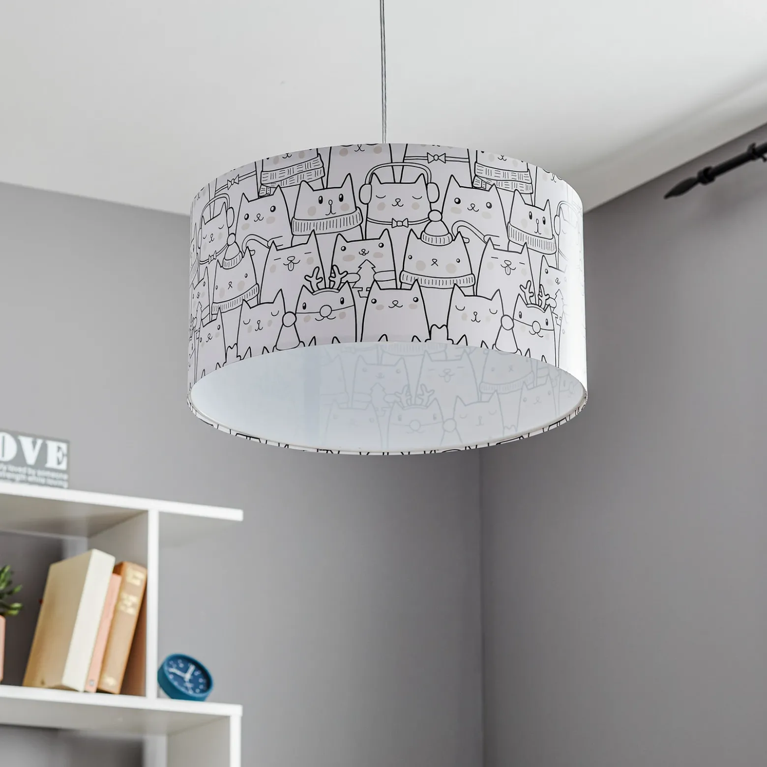 Lámpara colgante Cat estampada con motivos felinos