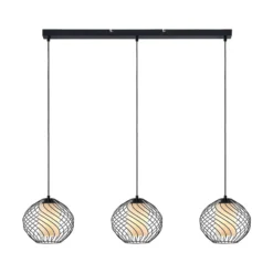 Lámpara colgante Cedrice de Lindby, 3 luces, negra, metal, E27