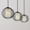 Lámpara colgante Cedrice de Lindby, 3 luces, negra, metal, E27