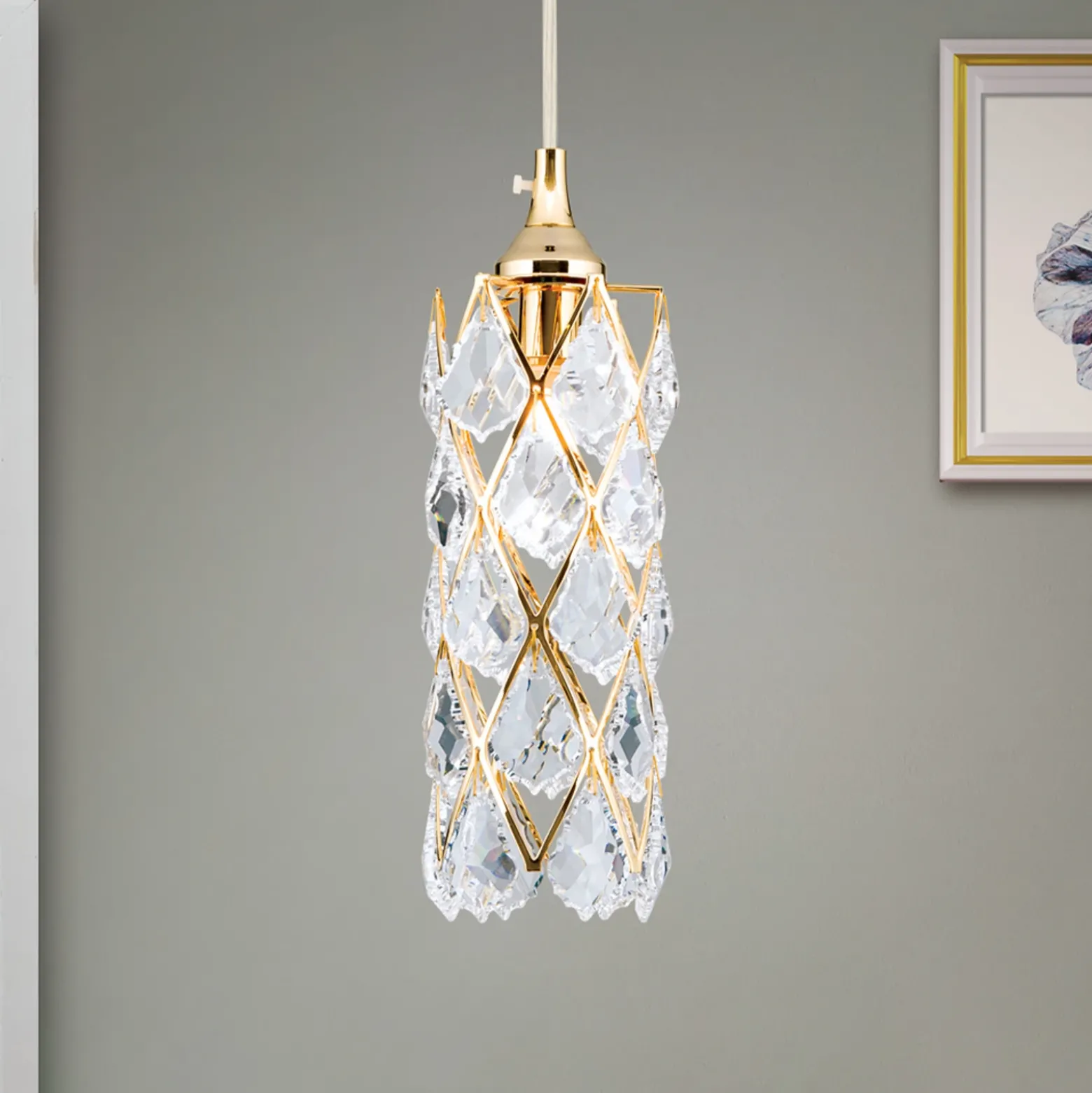 Lámpara colgante CHARLENE con elementos de cristal