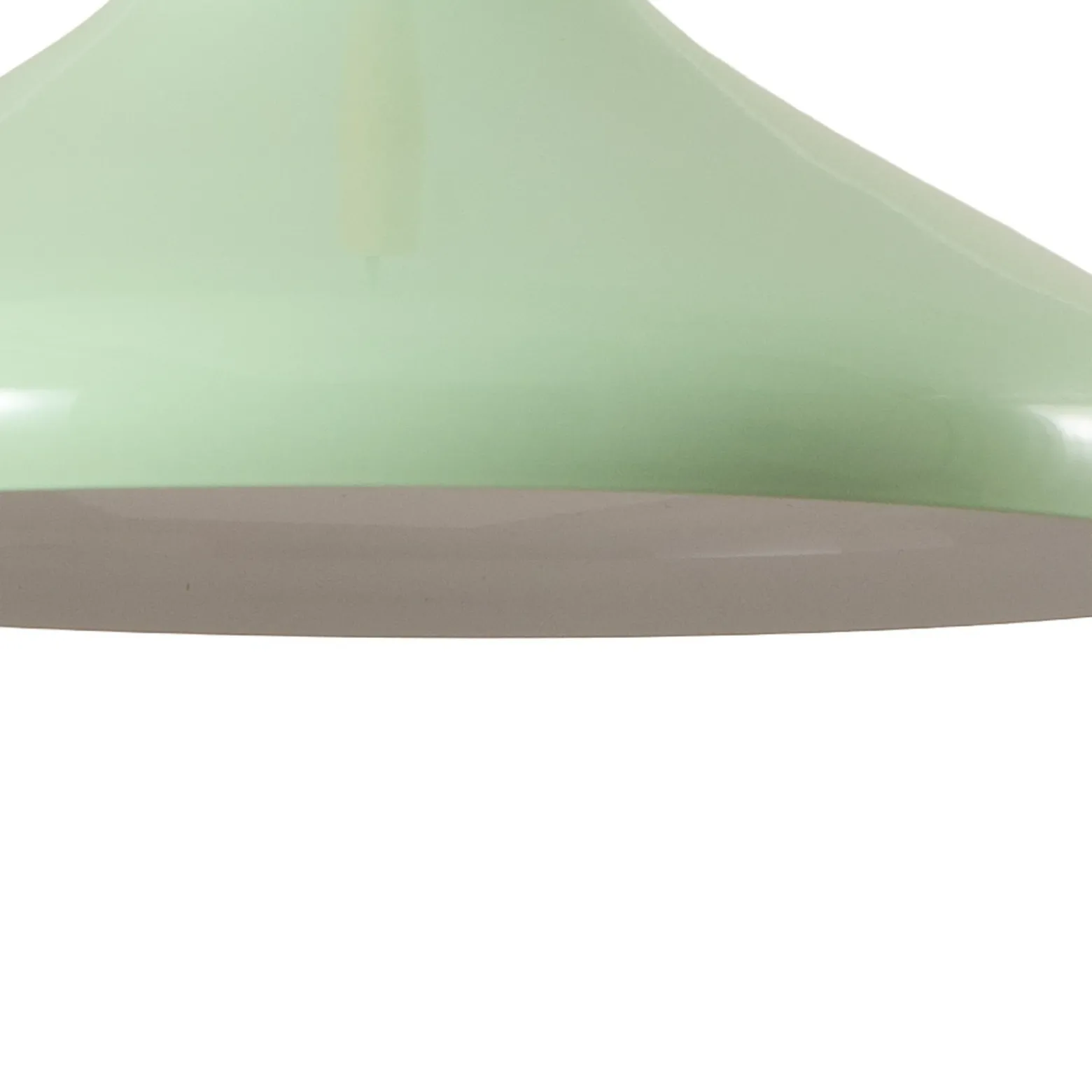 Lámpara colgante Chris, verde menta/blanco, Ø 35 cm, metal, detalle madera