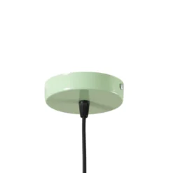 Lámpara colgante Chris, verde menta/blanco, Ø 35 cm, metal, detalle madera