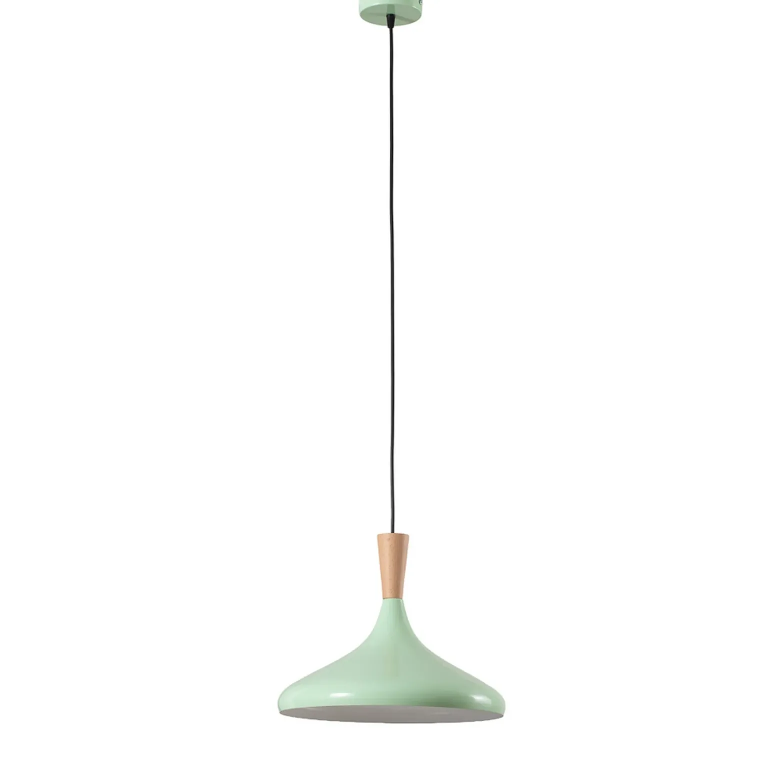 Lámpara colgante Chris, verde menta/blanco, Ø 35 cm, metal