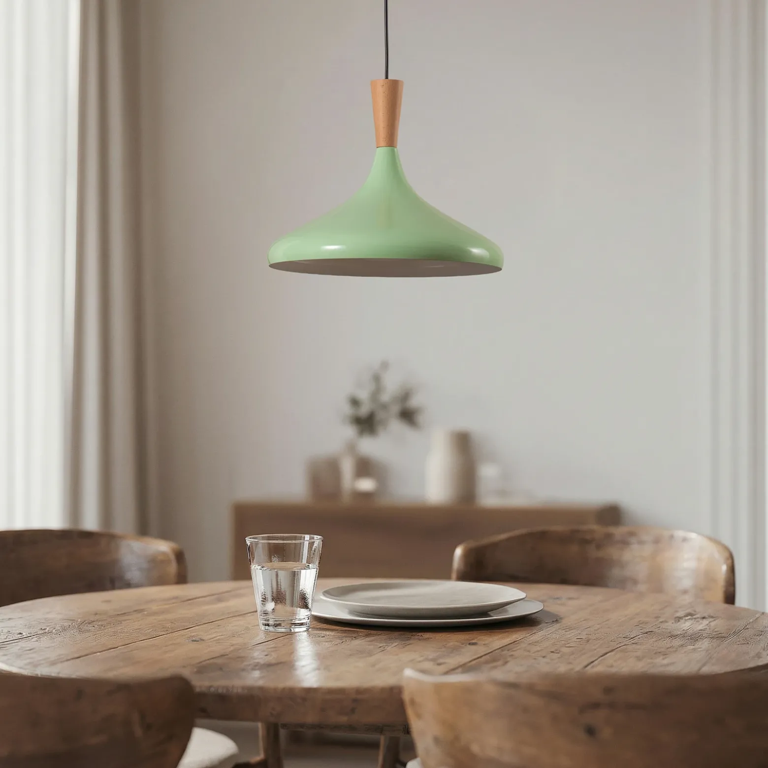 Lámpara colgante Chris, verde menta/blanco, Ø 35 cm, metal