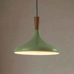 Lámpara colgante Chris, verde menta/blanco, Ø 35 cm, metal