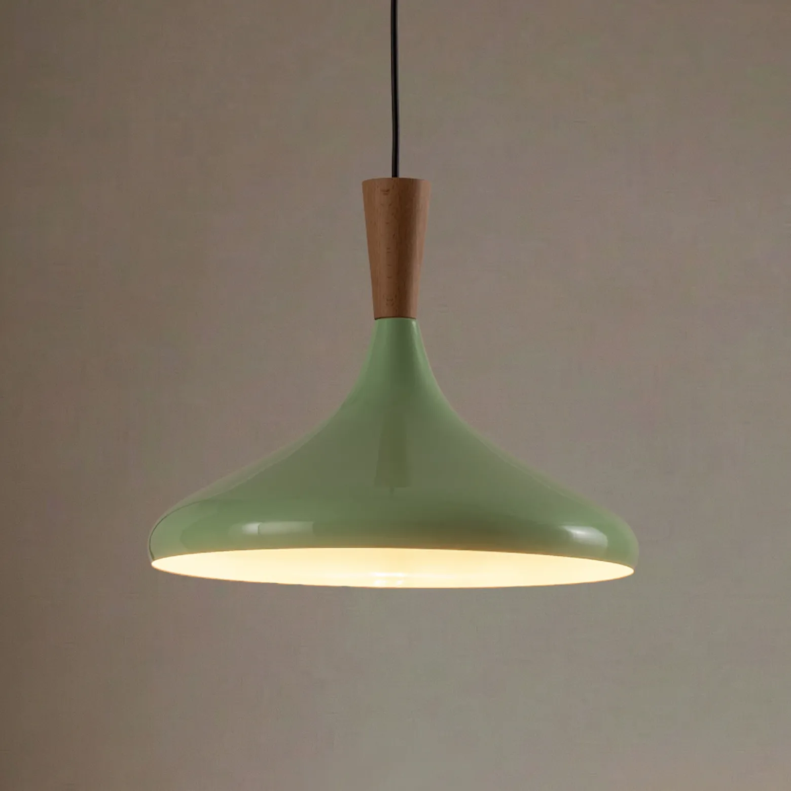 Lámpara colgante Chris, verde menta/blanco, Ø 35 cm, metal